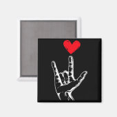 Cute Valentines Day I Love You Hand Sign Language  Magneet (Voorkant / Achterkant)