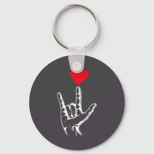 Cute Valentines Day I Love You Hand Sign Language  Sleutelhanger (Voorkant)