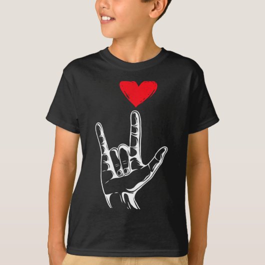 Cute Valentines Day I Love You Hand Sign Language  T-shirt (Voorkant)