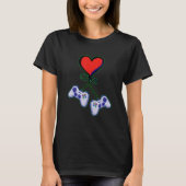 Cute Valentine's Day Matching Couple Video Gamer T-shirt (Voorkant)