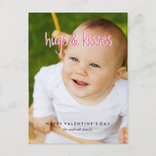 Cute Valentines Day Photo Hugs Kisses Vertical Feestdagenkaart