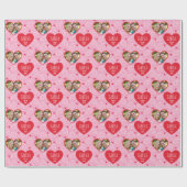 Cute Valentine's Day Photo Name Hearts & Roses Cadeaupapier (Vlak)