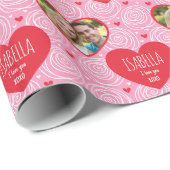 Cute Valentine's Day Photo Name Hearts & Roses Cadeaupapier (Rol Hoek)