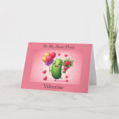Cute Valentine's Day Pickle with Flowers Bedankkaart (Voorkant)