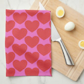 Cute Valentine's Day Pink and Red Heart Pattern Theedoek (Quarter Fold)