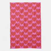 Cute Valentine's Day Pink and Red Heart Pattern Theedoek (Verticaal)