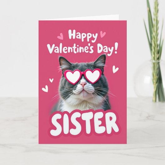 Cute Valentines Day Sister Cat Card Kaart (Voorkant)