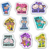 Cute Valentines Day  Whimsical Typography Sticker (Voorkant)