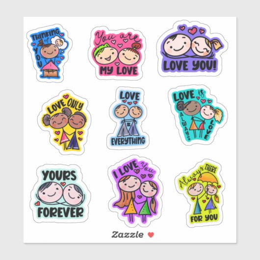 Cute Valentines Day  Whimsical Typography Sticker (Vel)