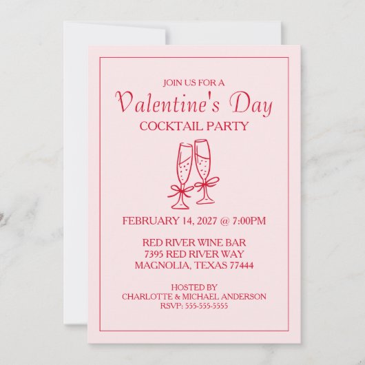 Cute Valentine's Day XOXO Pink Red  Feestdagenkaart (Voorkant)