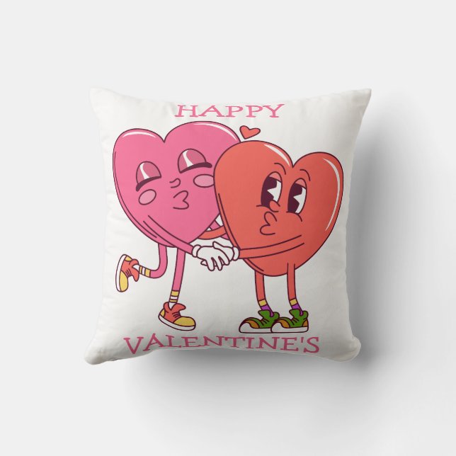 Cute Valentine's Hearts Couple Kussen (Achterkant)
