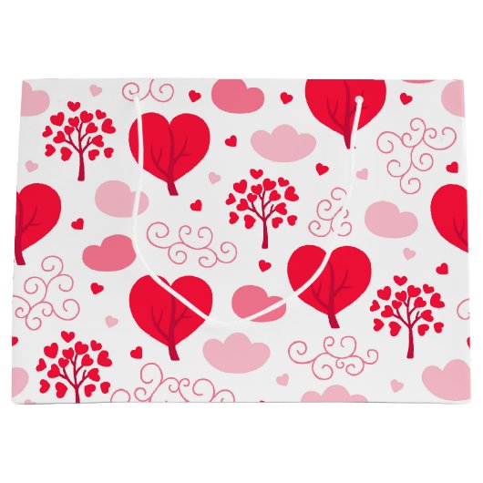Cute Valentines tree shapes hearts pattern Groot Cadeauzakje (Voorkant)