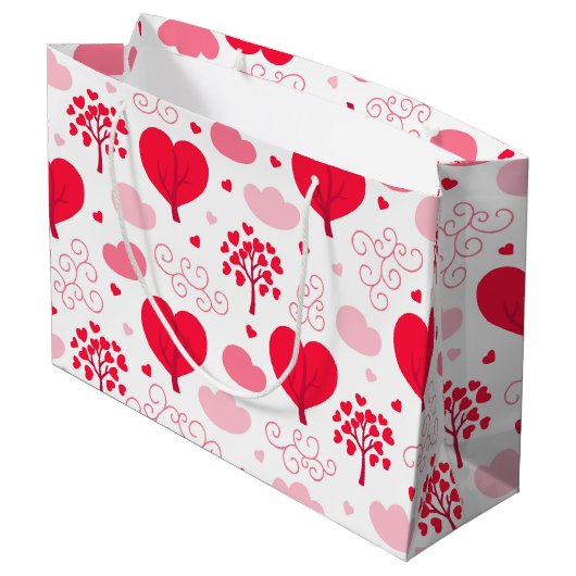 Cute Valentines tree shapes hearts pattern Groot Cadeauzakje (Achterkant Gekanteld)