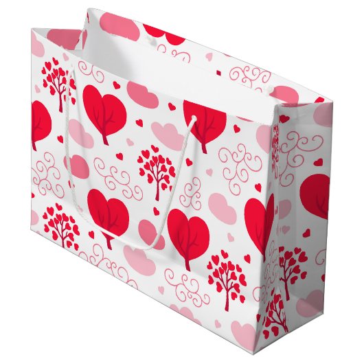 Cute Valentines tree shapes hearts pattern Groot Cadeauzakje (Voorkant Gekanteld)
