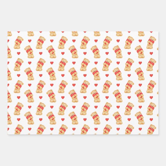 Cute Valentine's Wrapping Paper | Teddy Bear  (Voorkant)