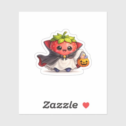 Cute Vampire Aardbei Halloween Sticker (Vel)