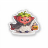 Cute Vampire Aardbei Halloween Sticker (Voorkant)