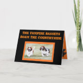 Cute "Vampire Bassets" op Funny Halloween Card Kaart (Voorkant)