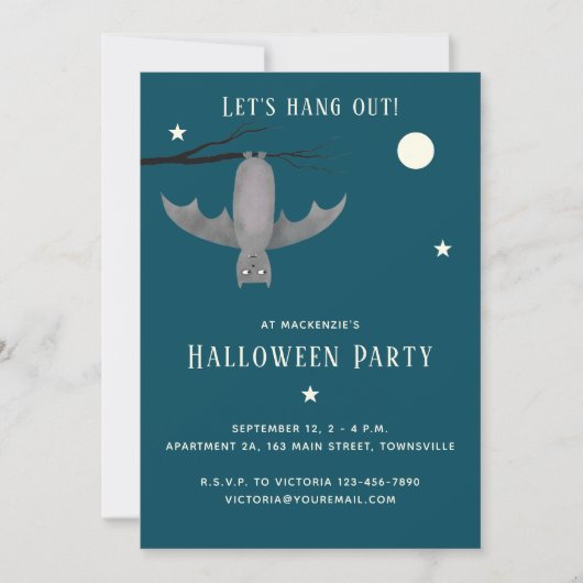 Cute Vampire Bat Halloween Party Kaart (Voorkant)