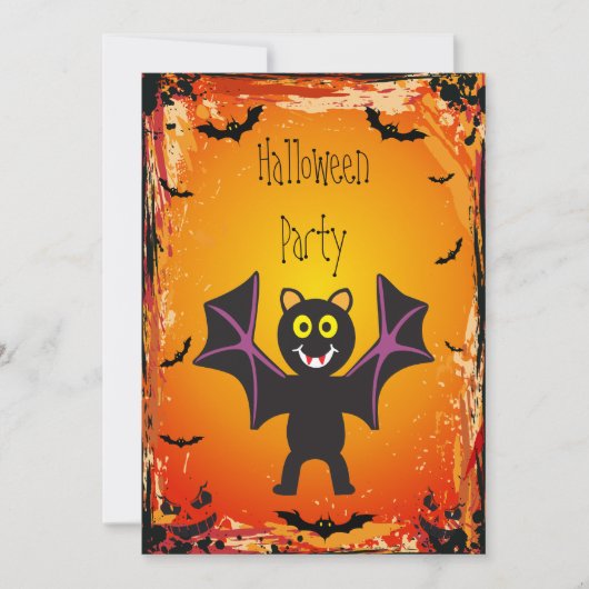 Cute Vampire Bat Halloween Party Kaart (Voorkant)