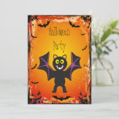 Cute Vampire Bat Halloween Party Kaart (Staand voorkant)