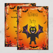 Cute Vampire Bat Halloween Party Kaart (Voorkant / Achterkant)