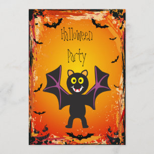 Cute Vampire Bat Halloween Party Kaart