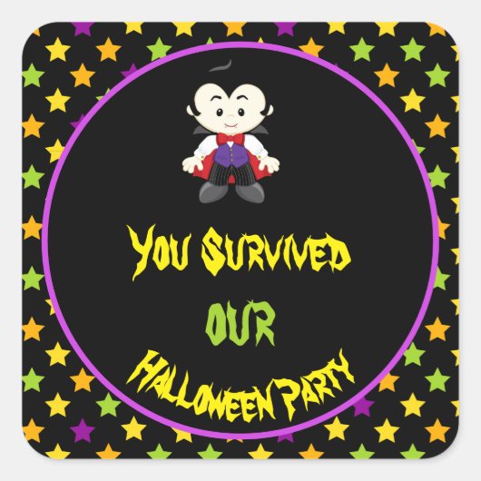 Cute Vampire Boy Halloween Costume Party Vierkante Sticker (Voorkant)