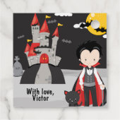 Cute Vampire Boy Halloween Kinder Spooky Birthday Bedankjes Labels (Achterkant)