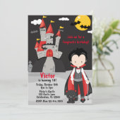 Cute Vampire Boy Halloween Kinder Spooky Invitatio Kaart (Staand voorkant)
