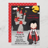 Cute Vampire Boy Halloween Kinder Spooky Invitatio Kaart (Voorkant / Achterkant)