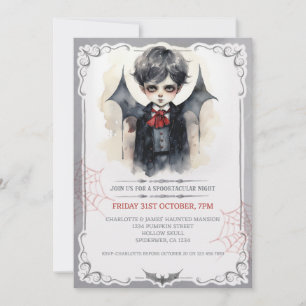 Cute Vampire Boy Halloween Kinder Spooky Kaart