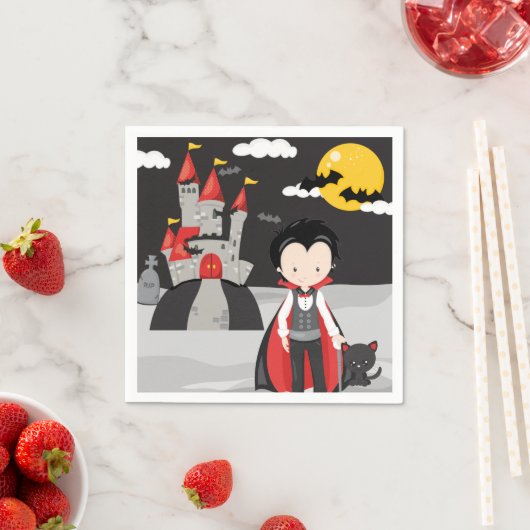 Cute Vampire Boy Halloween Kinder Spooky Paper Bor Servet (Insitu)