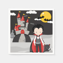 Cute Vampire Boy Halloween Kinder Spooky Paper Bor Servet