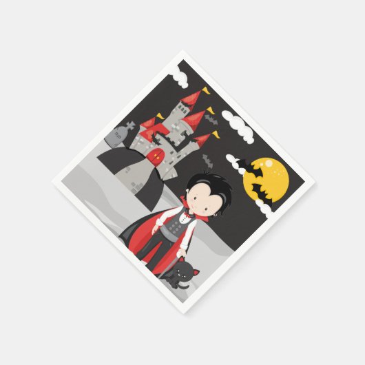 Cute Vampire Boy Halloween Kinder Spooky Paper Bor Servet (Hoek)