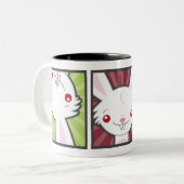 Cute Vampire Bunny Rabbit (White) Kawaii Tweekleurige Koffiemok (Voorkant links)