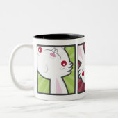 Cute Vampire Bunny Rabbit (White) Kawaii Tweekleurige Koffiemok (Links)