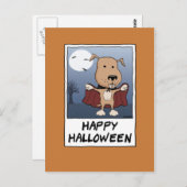 Cute Vampire Dog voor Halloween: Count Barkula Briefkaart (Voorkant / Achterkant)