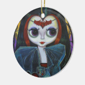 Cute Vampire Doll met Bat Keramisch Ornament (Links)