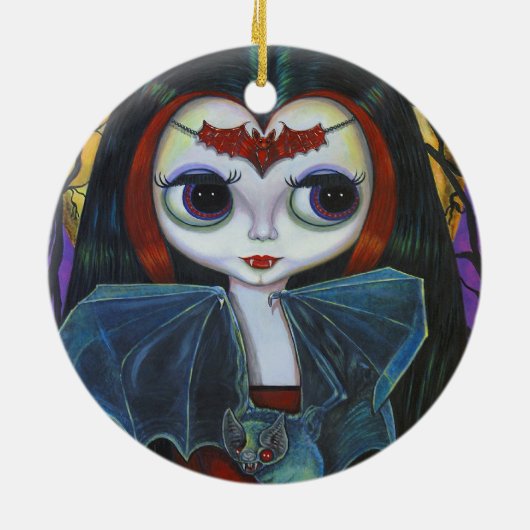 Cute Vampire Doll met Bat Keramisch Ornament (Achterkant)