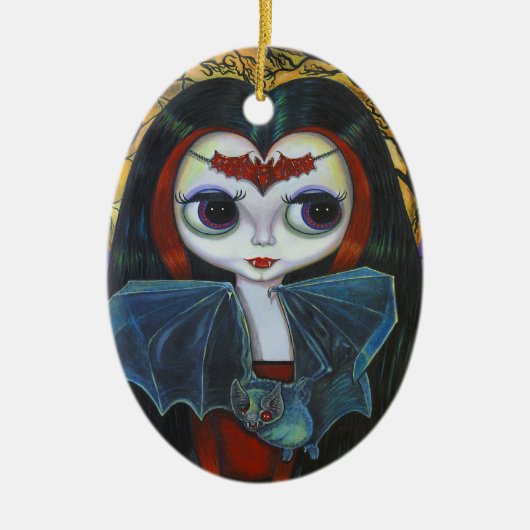 Cute Vampire Doll met Bat Ornament (Voorkant)