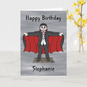 Cute Vampire/Dracula Birthday Card Kaart (Gele Bloem)