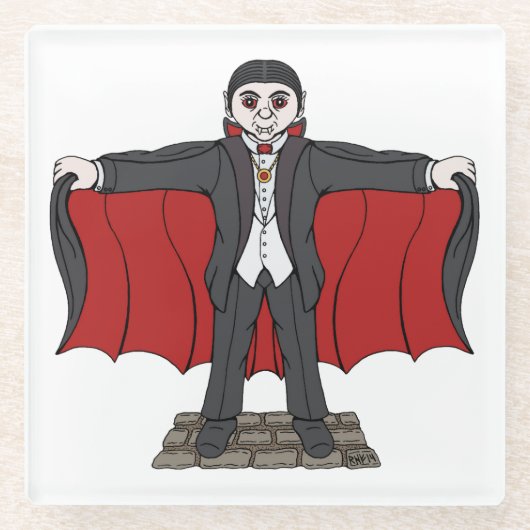 Cute Vampire/Dracula Glazen Onderzetter (Voorkant)