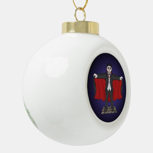Cute Vampire/Dracula Keramische Bal Ornament (Links)