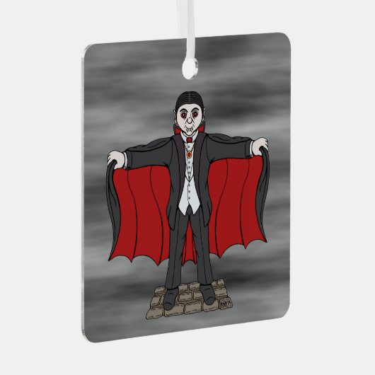 Cute Vampire/Dracula Metalen Ornament (Voorkant Rechts)