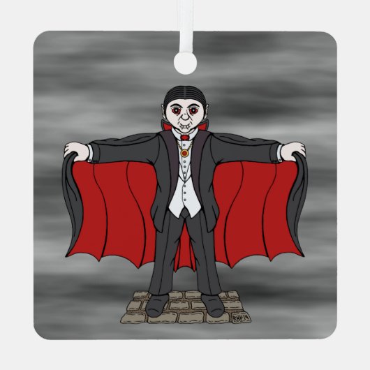 Cute Vampire/Dracula Metalen Ornament (Achterkant)
