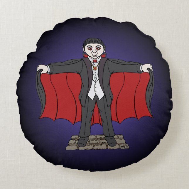 Cute Vampire/Dracula Rond Kussen (Voorkant)