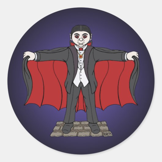 Cute Vampire/Dracula Ronde Sticker (Voorkant)