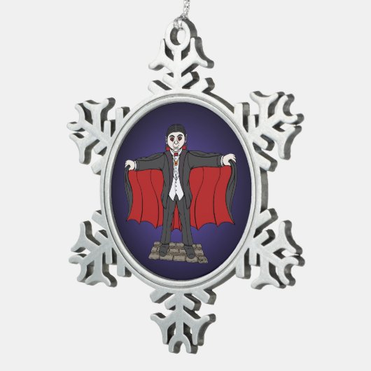 Cute Vampire/Dracula Tin Sneeuwvlok Ornament (Rechts)