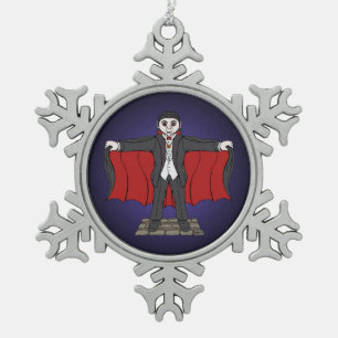Cute Vampire/Dracula Tin Sneeuwvlok Ornament